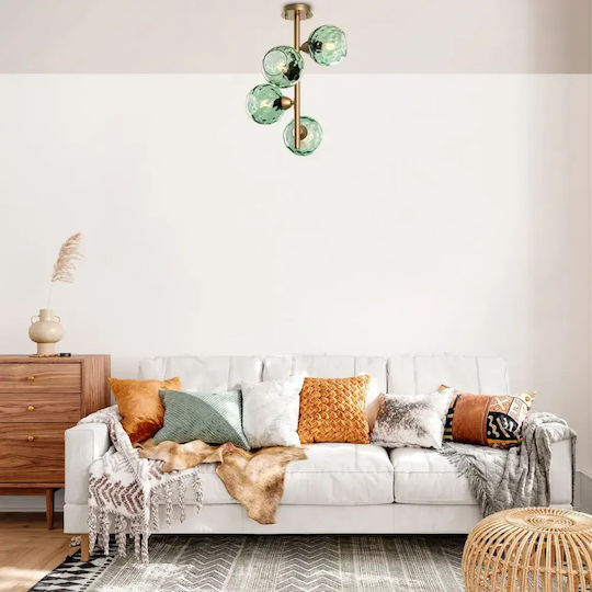 Opviq Benek Pendelleuchte Grün für 15 Leuchtmittel E27 10×10 cm