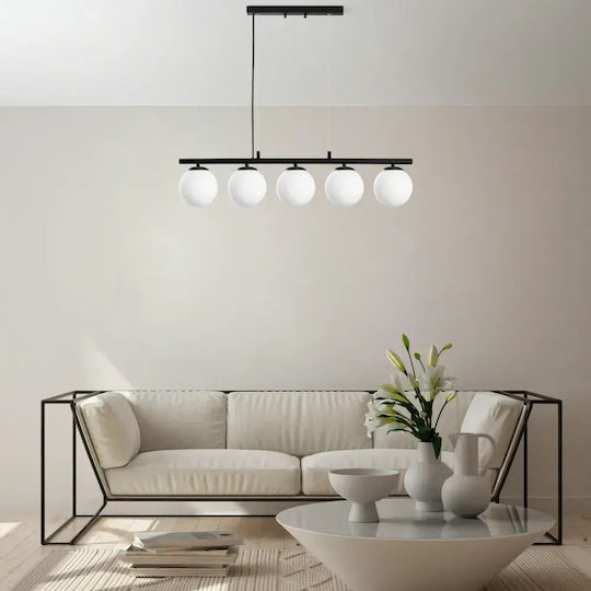 Opviq Candelabru Dual Suspendat Negru pentru 5 Becuri E14 37x5 cm