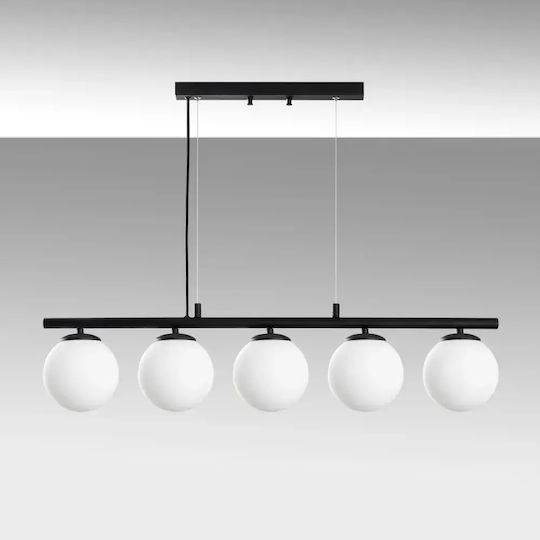 Opviq Candelabru Dual Suspendat Negru pentru 5 Becuri E14 37x5 cm