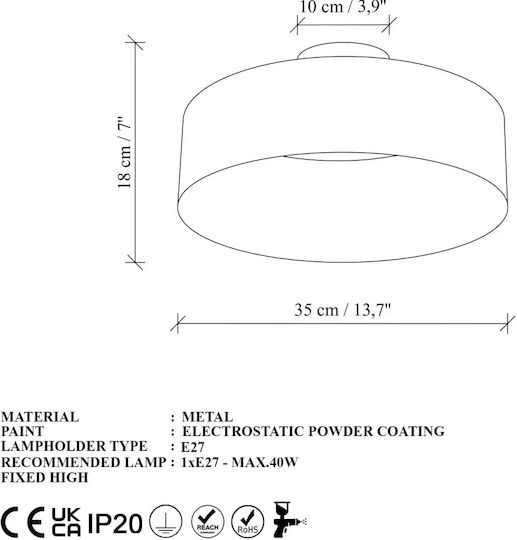 Opviq Vesta Κρεμαστό Φωτιστικό Μαύρο με Ντουί E27 35x35x18εκ.