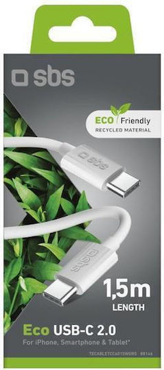 Sbs Tecabletcc6015wgrs Usb Type-c Cable 1.5 M 60 W White – Greatstore