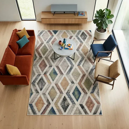 Conceptum Hypnose Rutschfester rechteckiger Baumwollteppich Multicolor 80x120 cm