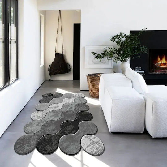Conceptum Hypnose Rutschfester Rechteckiger Teppich Weiß / Grau / Schwarz 50x80cm