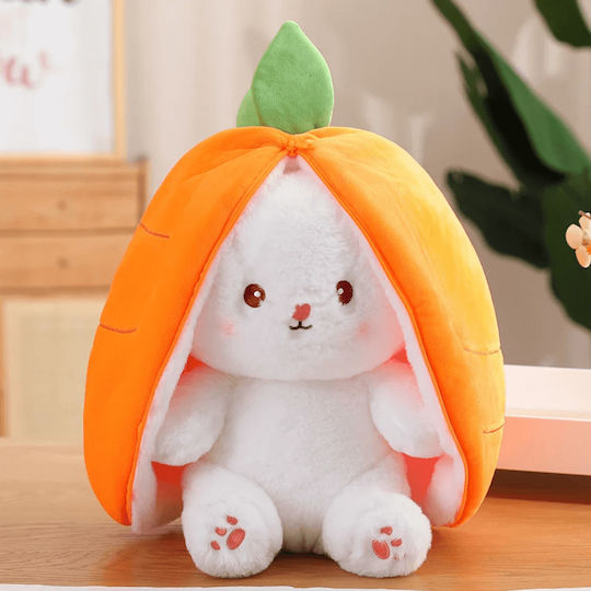 Iepuraș de pluș Strawberry 25 cm Portocaliu – Pernă Moale, Catifelată și Pufoasă