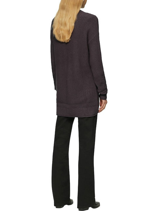 Long Women's Knitted Cardigan Purple