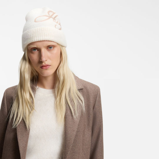 Women's Beanie with Rib Knit in Pink
