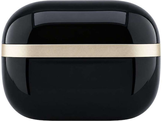 Glossy Gold Lineprinted Classic Logo In-ear Bluetooth Handsfree Headphones with Gold Charging Case
