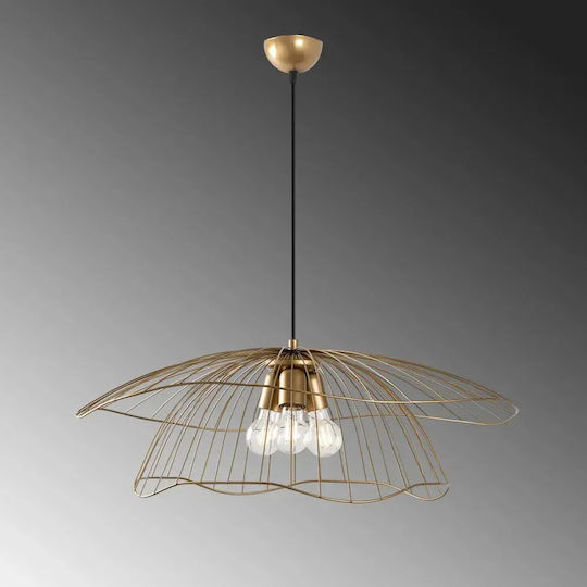 Opviq Mantar Hängende Deckenleuchte Gold mit E27-Fassung 70x70x124 cm