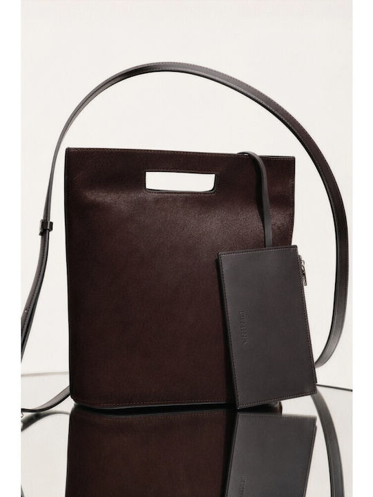 Leather Women's Shoulder / Crossbody Bag Suede Marrone