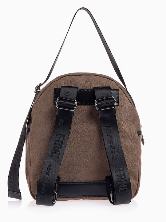 Brauner Damenrucksack aus Stoff