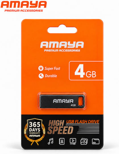 Amaya 4GB USB 2.0 Stick Μαύρο