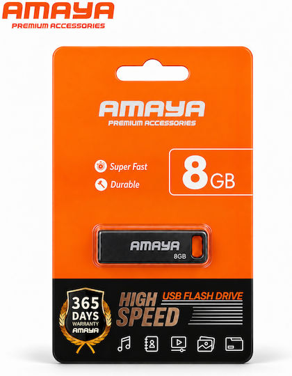 Amaya 8GB USB 2.0 Stick Μαύρο