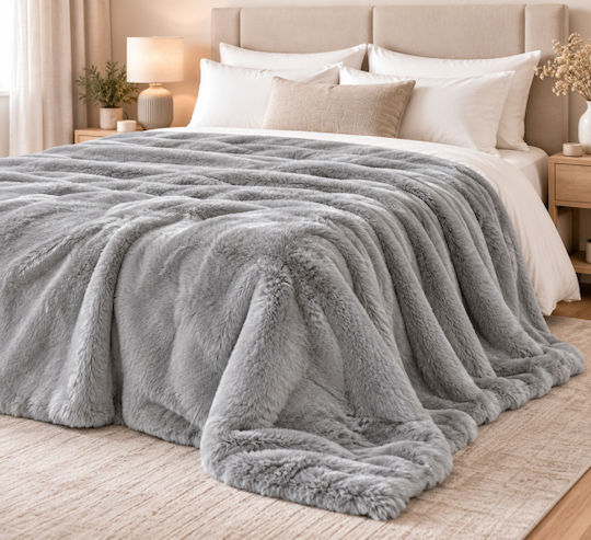 Morena Spain Fleece Blanket Double 220x240cm Light Grey WM-LB-01-27BL-LIGHTGREY