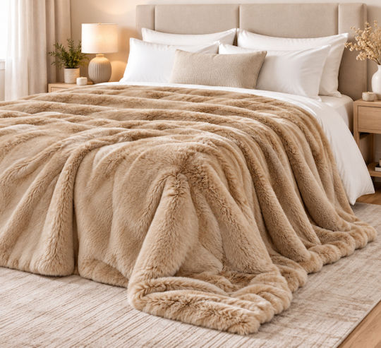 Morena Spain Double Fleece Blanket 220x240cm Beige WM-LB-01-27BL-BEIGE