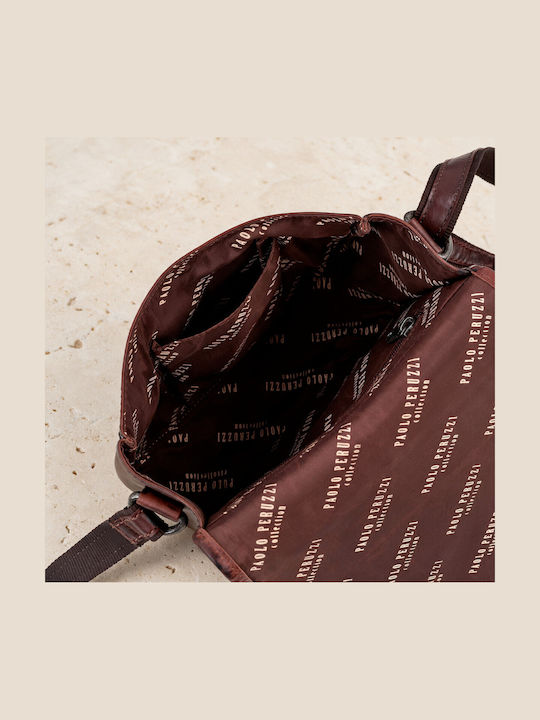 Set aus Gehäkelter Brauner Damen-Messenger-Tasche