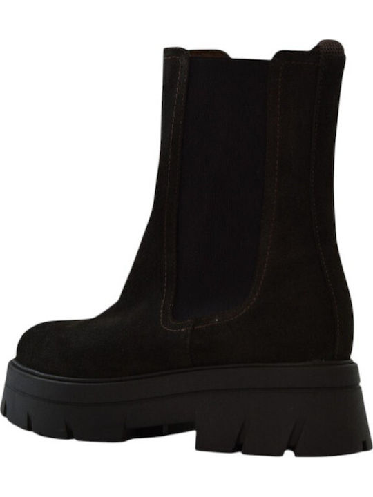 Braune Damen-Lederstiefeletten