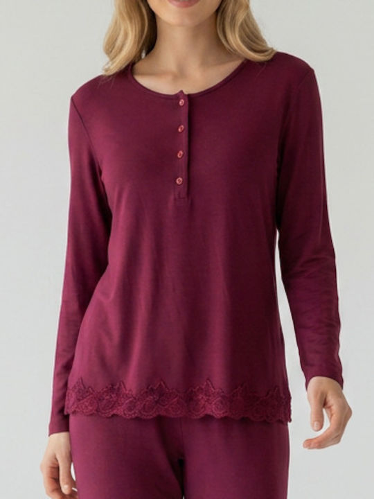 Harmony Winterliches Damen-Pyjama-Set Burgundy