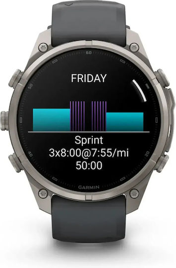 Garmin Fenix 9 Pro InReach Titanium 47 mm Водоустойчив смарт часовник с пулсомер (графитен/черна силиконова каишка)