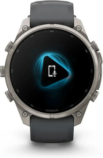Garmin Fenix 9 Pro InReach Titanium 47 mm Водоустойчив смарт часовник с пулсомер (графитен/черна силиконова каишка)
