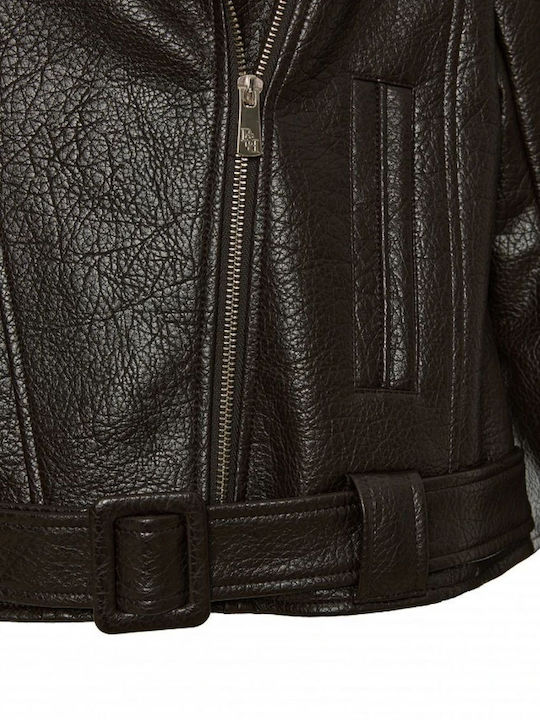 Braune Damen-Lederjacke für den Winter