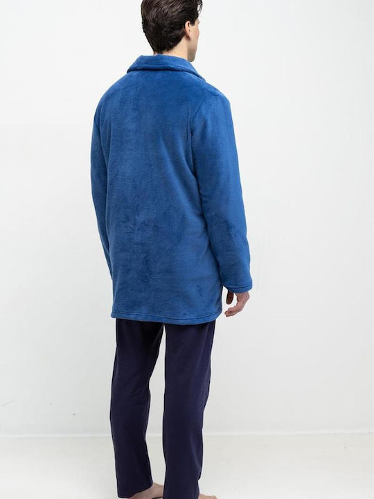 Odyssey Winterlicher Herrenbademantel Blau