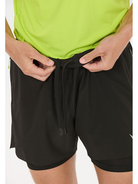 2 в 1 Спортни Мъжки Бермуди Regular Fit Черни