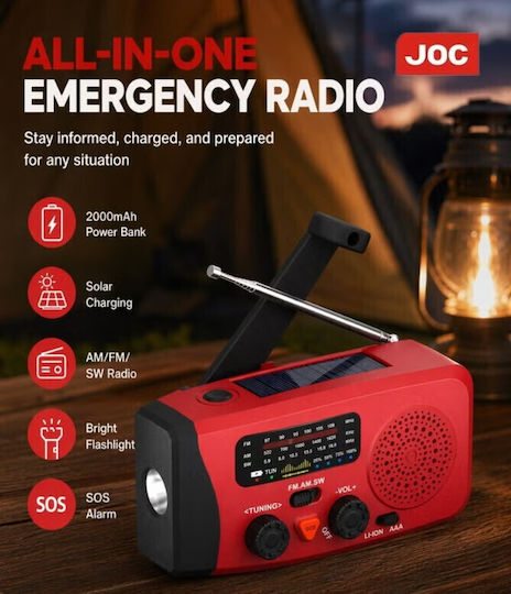 Joc A320 Retro Portable Solar Radio with USB Red