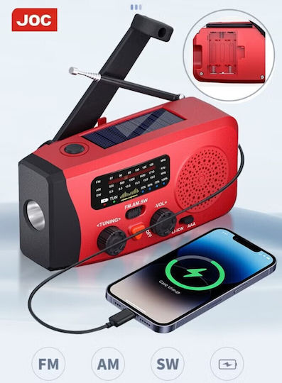 Joc A320 Retro Portable Solar Radio with USB Red