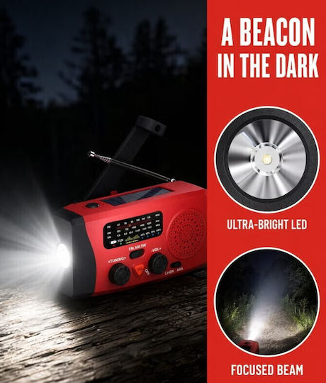 Joc A320 Retro Portable Solar Radio with USB Red