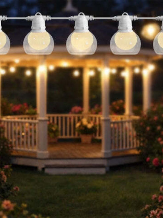 GBC Wasserdichte LED-Lichterkette IP44 8 m mit 10 Lampen Warmweiß