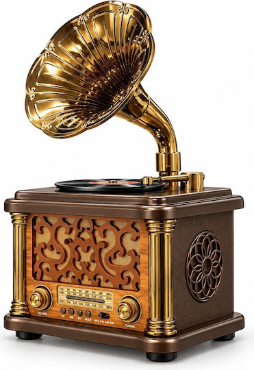 AM Retro Tragbares Wiederaufladbares Radio mit Bluetooth und USB in Braun