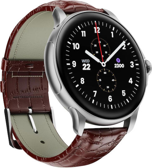 HMD Watch X1 46mm με Παλμογράφο (Silver Leather)