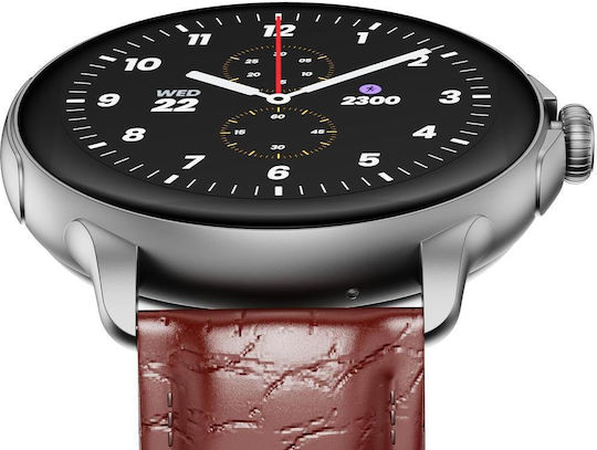 HMD Watch X1 46mm με Παλμογράφο (Silver Leather)