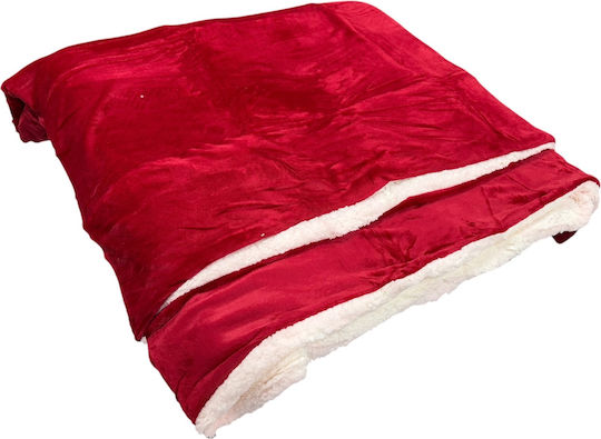 Sherpa Blanket Double 220x240cm Red Polyester