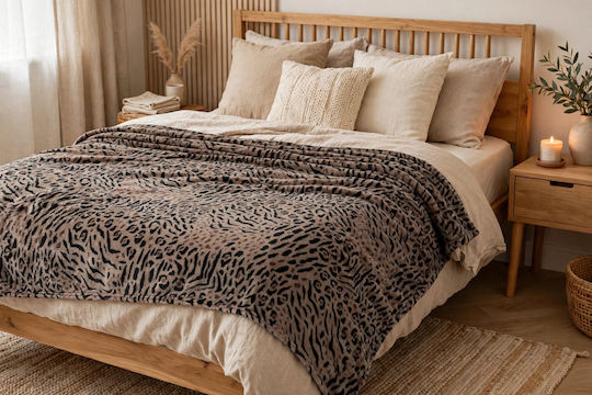 Super Double 220x240cm Brown Animal Print