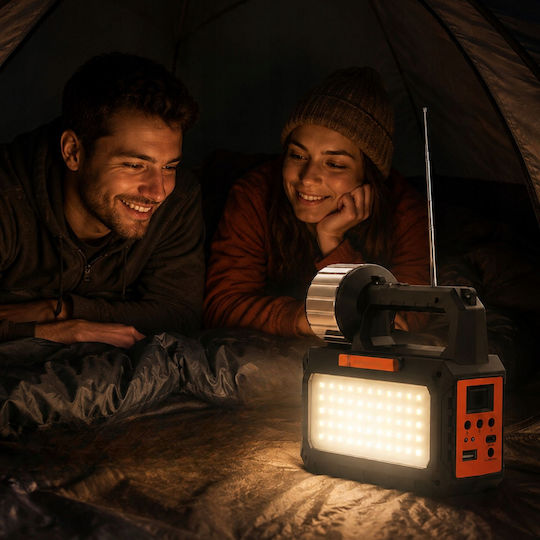 Verk Group Λάμπα Led Ηλιακή για Camping με Φακό & Ραδιόφωνo 3.5W Μπλε