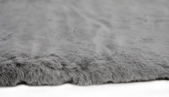 Polcarpet Rabbit Silver Wohnzimmer Teppich Rund Pelzig Grau 100cm