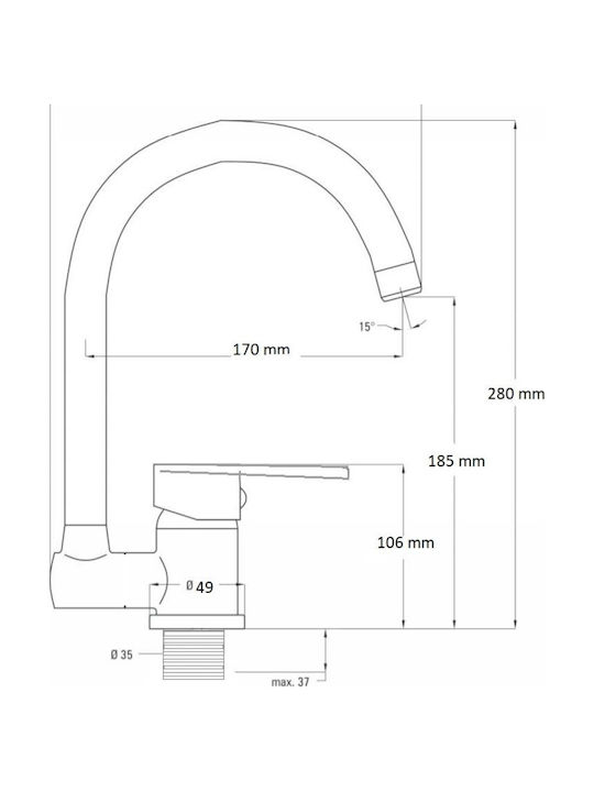 Kuchinox Counter-Mounted U-Shaped Kitchen Faucet Silver Kuchinox Counter-Mounted U-Shaped Kitchen Faucet Silver