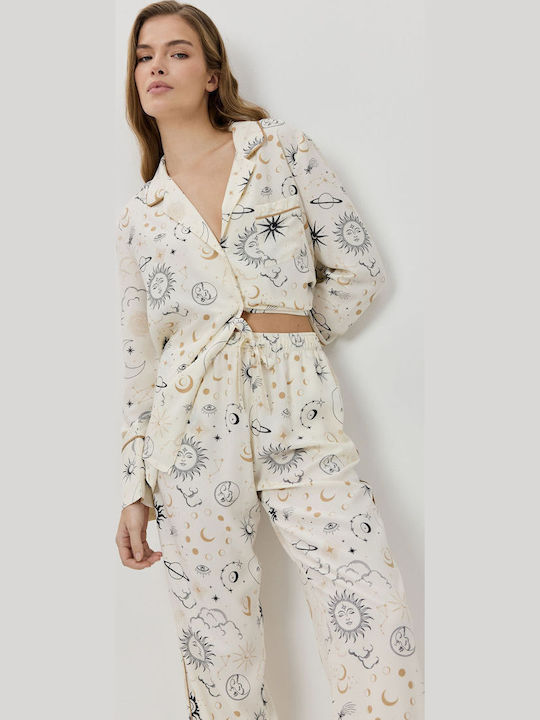 Aruelle Winterliches Damen-Pyjama-Set in Ecru