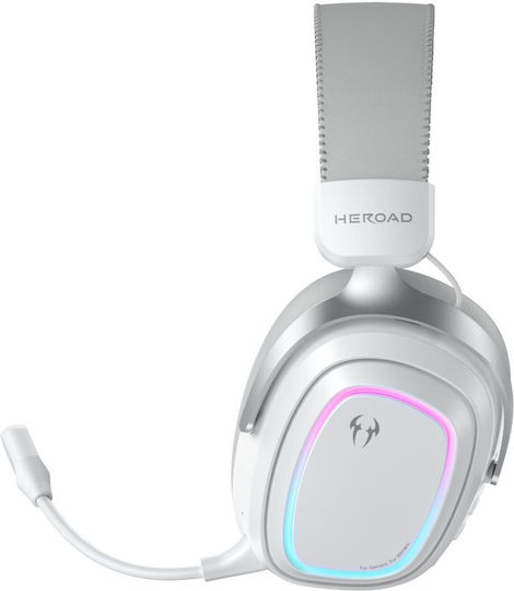 Heroad GT2 Căști Gaming Wireless Over Ear cu Conectivitate Bluetooth / USB Albe pentru PC / PS4 / PS5