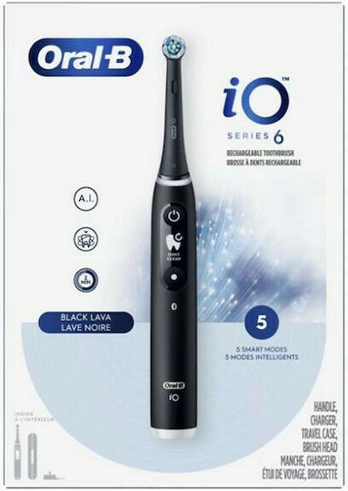 IO Series 6 Electric Toothbrush with Brushing Timer, Pressure Sensor & Travel Case Black Lava