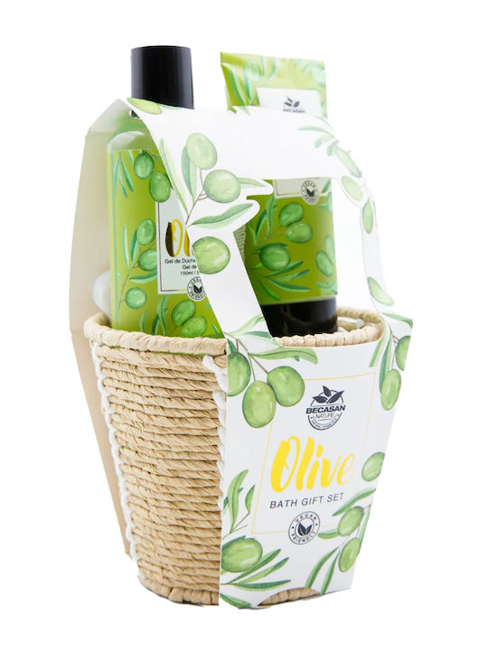 Becasan Olive Wicker Комплект за грижа за почистване на тялото Becasan Olive Wicker Комплект за грижа за почистване на тялото