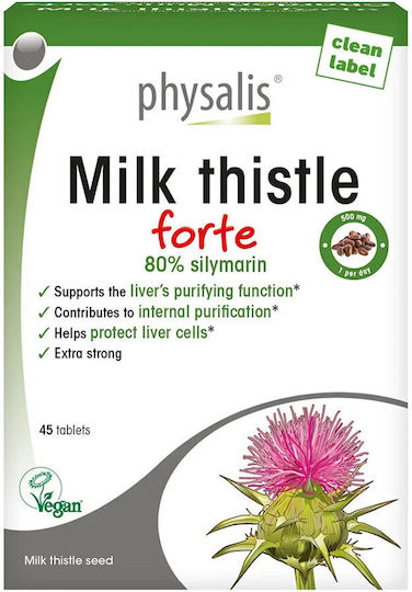 Physalis Milk Thistle Forte Silymarin Liver Support 45 Vegan Tablets
