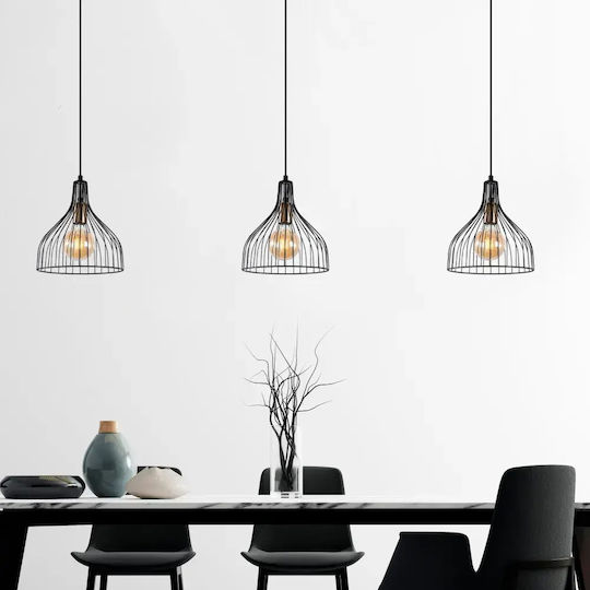 Opviq Cafu Висящо Осветително Тяло Черен с Цокъл E27 25x25x123см.