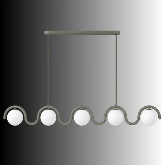 Opviq Gedik Deckenleuchte Grau Schiene für 5 Lampenbirnensockel E27 140x17x70cm