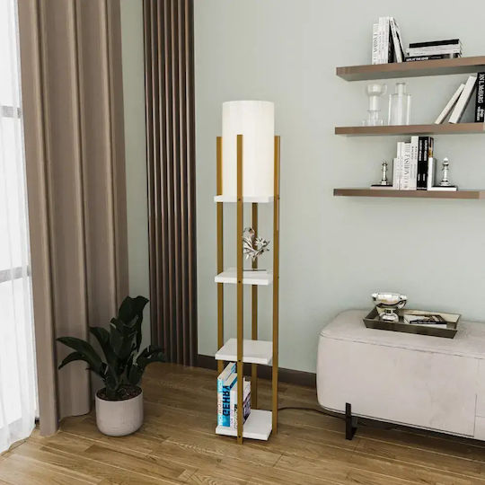 Opviq Shelf Подова Лампа В130xД25см. с Цокъл за Крушка E27 Жълт