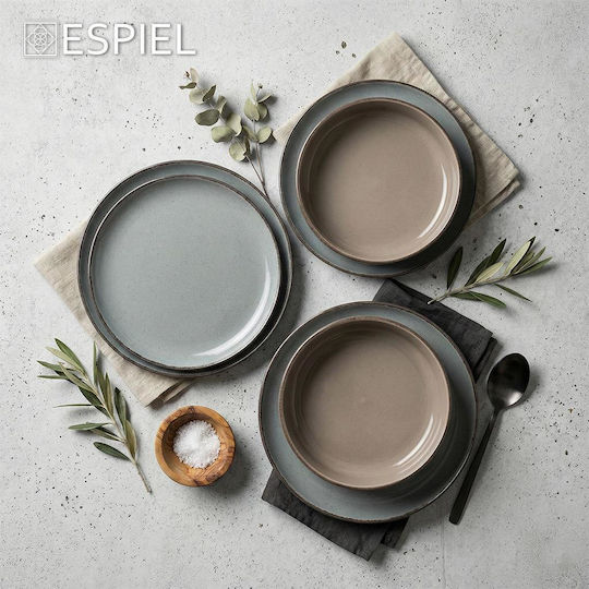 Espiel Tuscany Σερβίτσιο Πιάτων Κεραμικό Γκρι 18τμχ