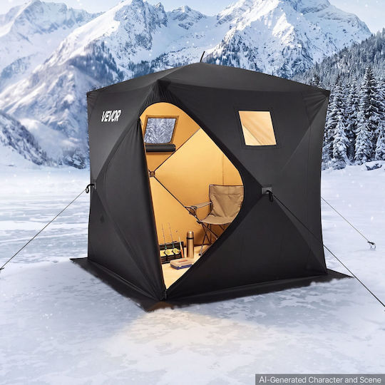 Vevor Зимна палатка за риболов Pop Up черна 228x228x195 см