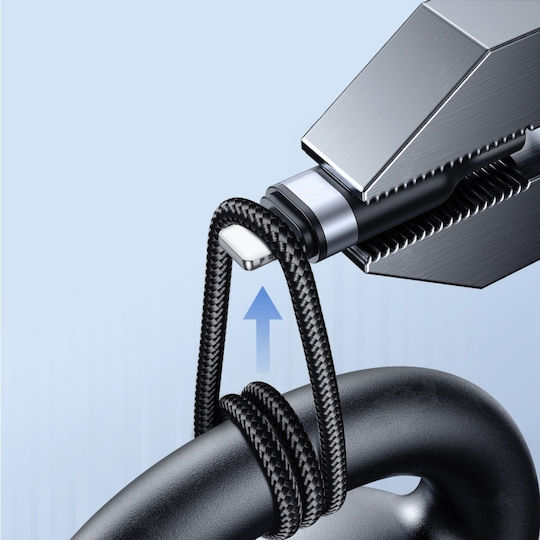 Joyroom S-A18 Плетен USB Кабел към Lightning / Type-C / micro USB 3.5A Черен 1.2 м