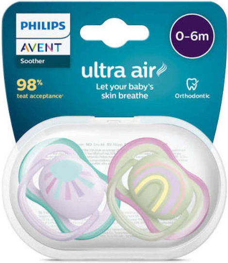 Philips Ultra Air Ορθοδοντικές Πιπίλες Σιλικόνης Τιρκουάζ - Φούξια για 0-6 μηνών 2τμχ